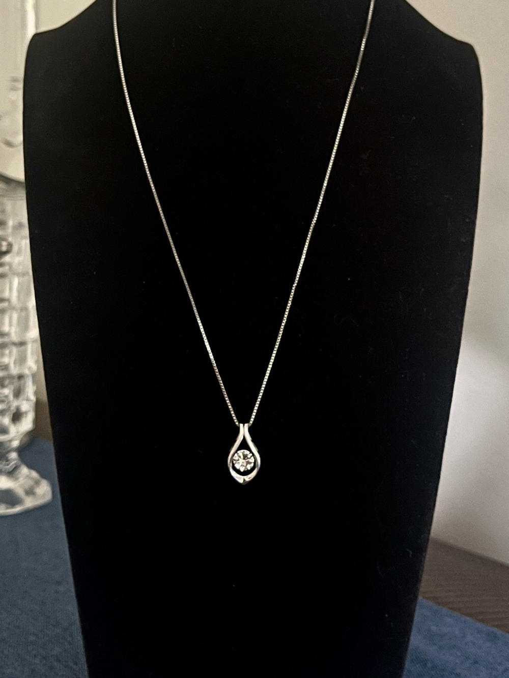 OTC Floating Diamond Simulated Solitaire Sterling Silver Pendant Necklace 18” - Picture 5 of 15